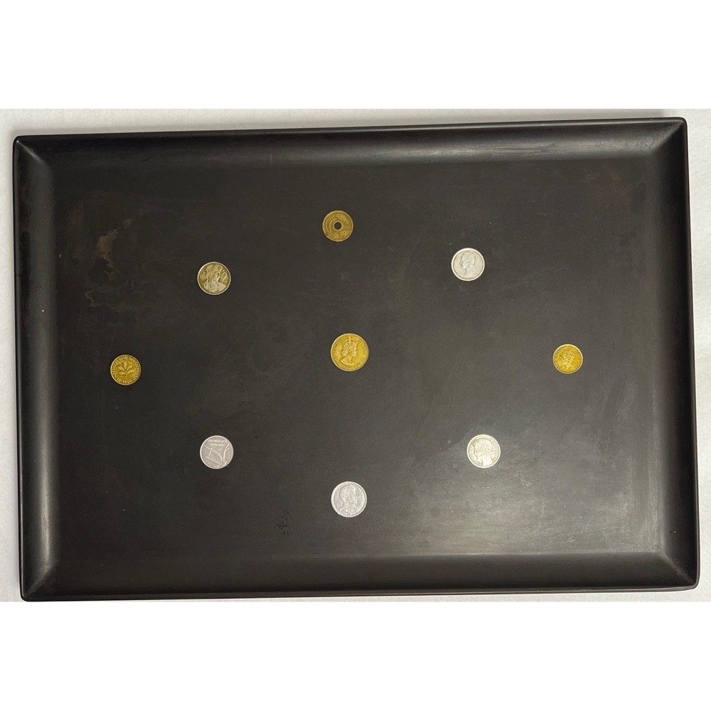 mid century modern Bakelite Bar Tray Inlaid Coins Couroc